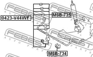 Тяга/стойка стабилизатора 0423V44WF Febest