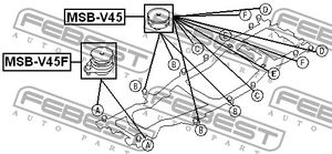 Опора кузова для Mitsubishi Pajero Montero III (V6, V7) 2000-2006 MSBV45F Febest