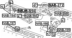 Сайлентблок заднего рычага для Infiniti FX (S50) 2003-2007 NAB198 Febest