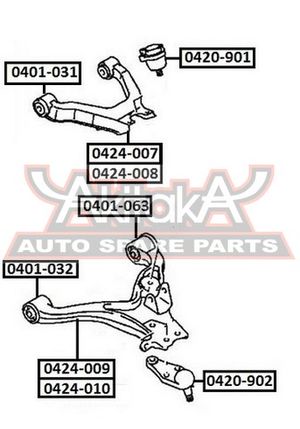 Сайлентблок нижнего рычага передний для Mitsubishi Pajero/Montero III (V6, V7) 2000-2006 0401063 Akitaka