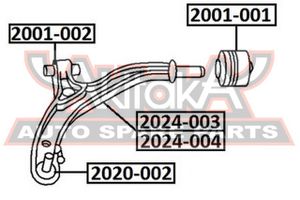 Сайлентблок переднего рычага задний для Chrysler Voyager/Caravan 1996-2001 2001001 Akitaka