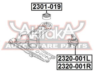 Сайлентблок переднего рычага задний вертикальный для Skoda Fabia 2015> 2301019 Akitaka