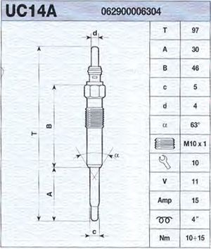 Свеча накаливания 062900006304 Magneti Marelli