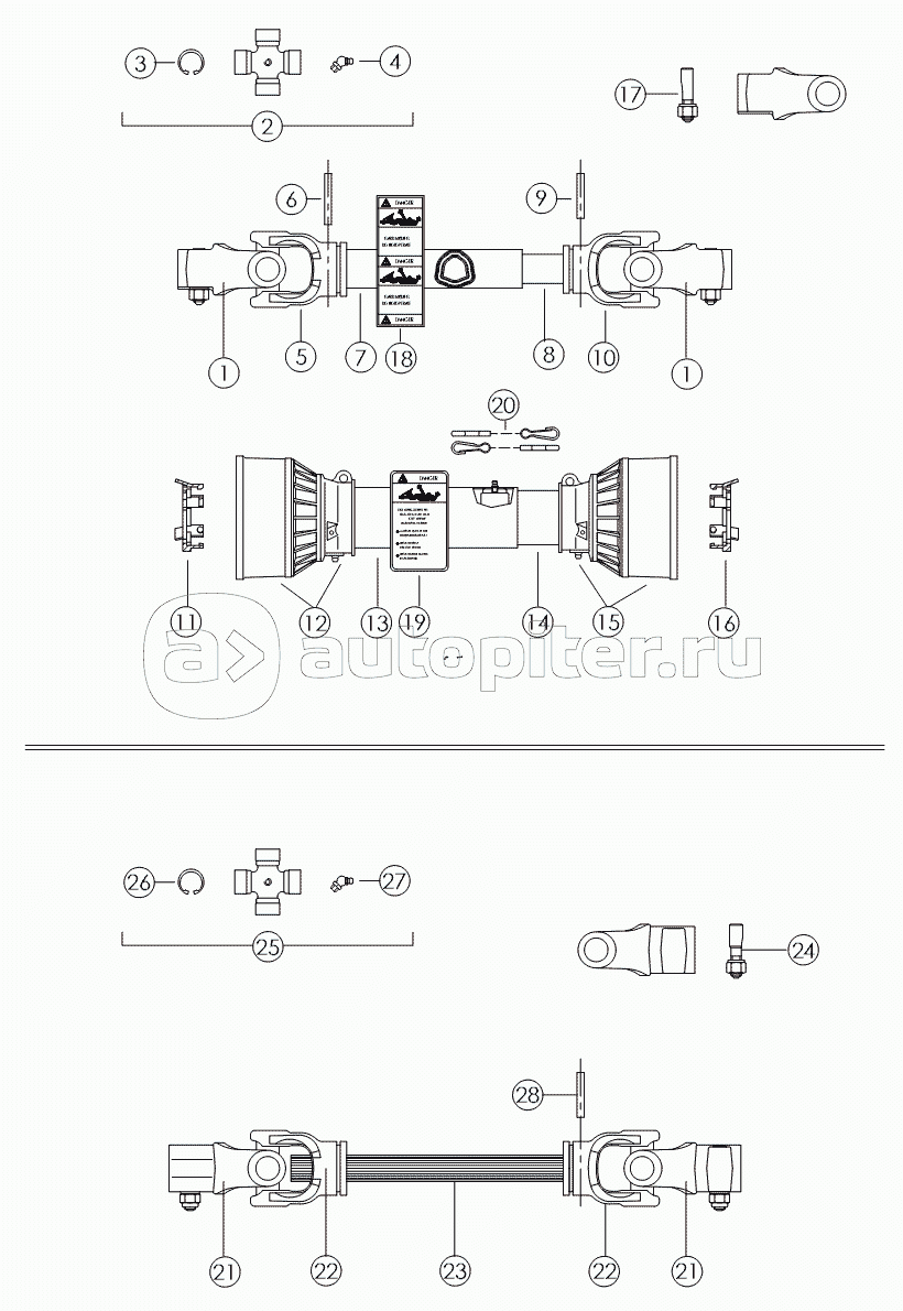 FRONT DRIVELINE №52399 & №52398, SIDE DRIVELINE №52397