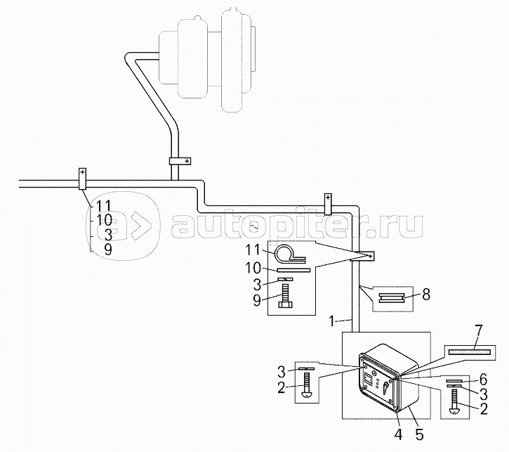 Установка щитка управления подогревателем (7821-3700036);Mounting of heater control board