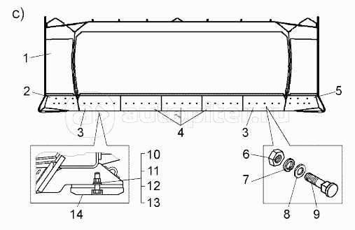 Отвал с ножами c) – тип "SU" (7823-4607090-04));Blade with cutters c) – type "SU")