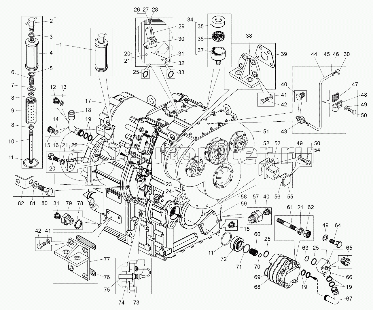 Гидромеханическая передача (7823-1700004-01, 7823-1700004-10);Hydromechanical gear