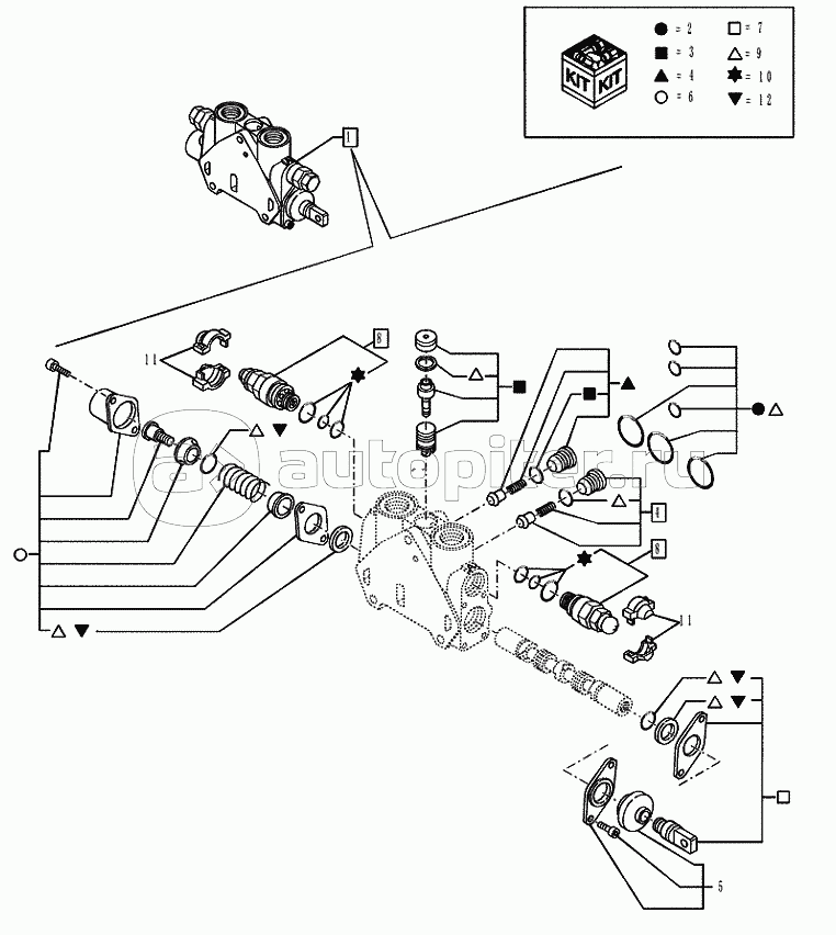 35.726.0304 BACKHOE CONTROL VALVE, 6, 7 SECTIONS, SWING SECTION (VAR.728727742301742702)