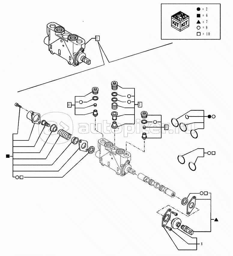 35.726.0305 BACKHOE CONTROL VALVE, 6, 7 SECTIONS, BUCKET SECTION (VAR.728727742301742702)