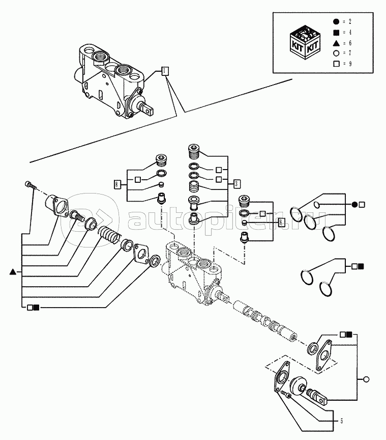 35.726.0306 BACKHOE CONTROL VALVE, 6, 7 SECTIONS, DIPPER SECTION (VAR.728727742301742702)