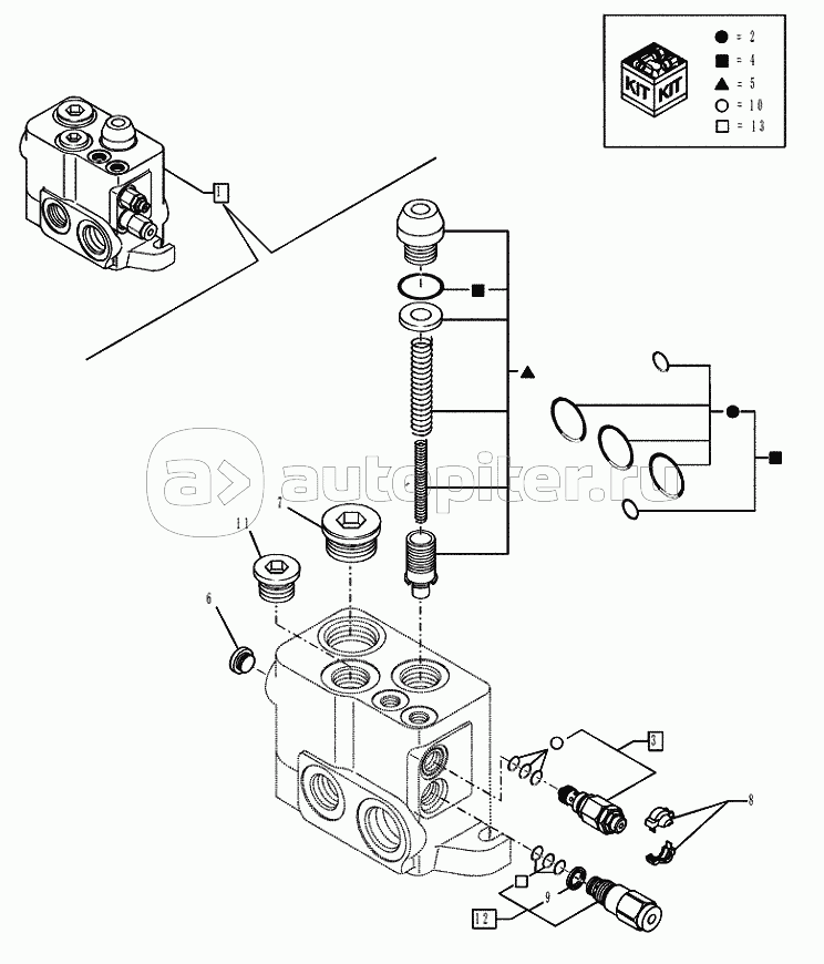 35.726.0502 BACKHOE CONTROL VALVE, 6, 7 SECTIONS, INLET SECTION (VAR.728727742301742702)
