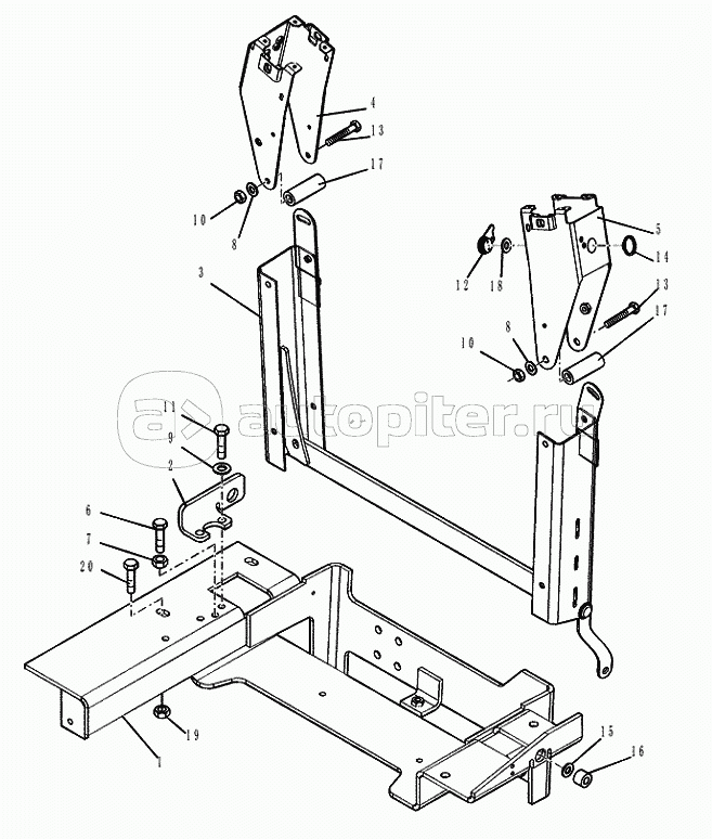 35.726.0701 BACKHOE CONTROL VALVE BACKHOE LEVERS AND CONTROL VALVE SUPPORT (VAR.742331742332742333742334742335742336742341)