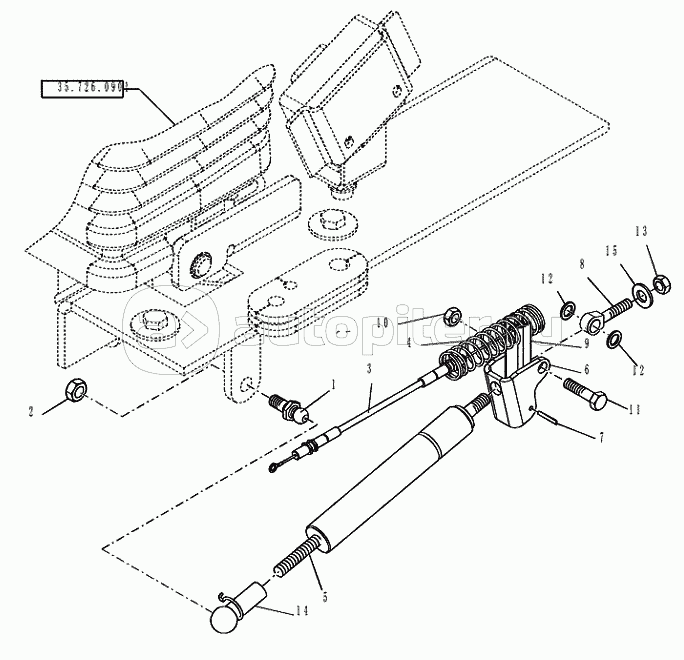 35.726.0902 BACKHOE CONTROL VALVE BACKHOE LEVERS HANDLE AND BOOT (VAR.742331742332742333742334742335742336742341)