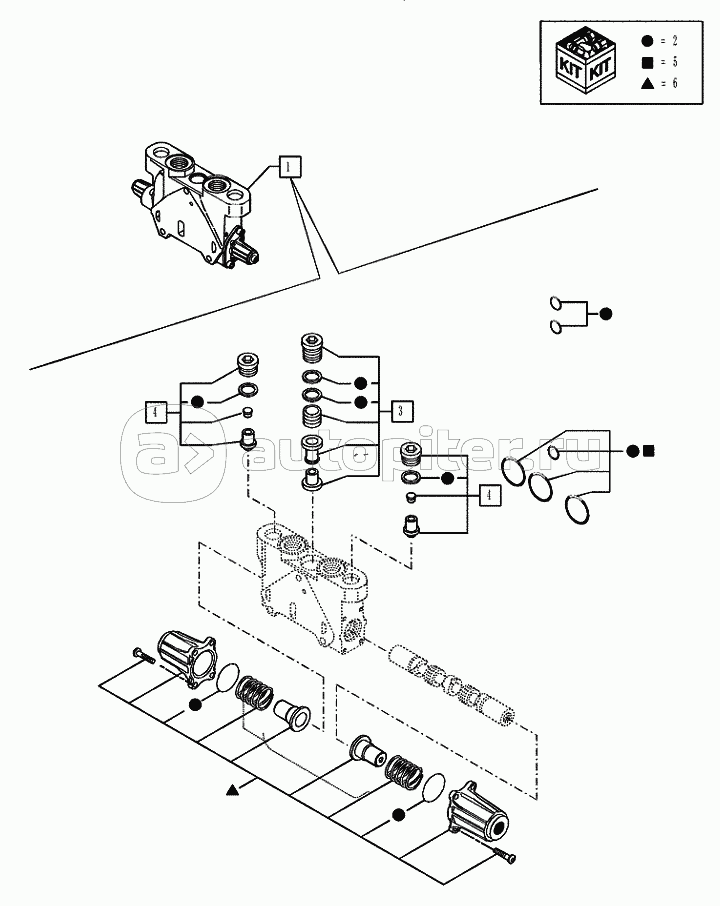 35.726.1106 BACKHOE CONTROL VALVE, 6, 7, 8 SPOOL, DIPPER SECTION (VAR.742331742332742333742334742335742336742341)