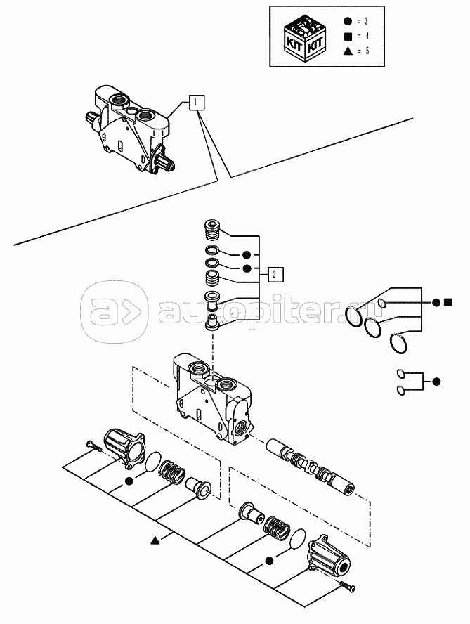 35.726.1303 BACKHOE CONTROL VALVE, 6, 7, 8 SPOOL, STABILIZER SECTION (VAR.742332742334742336742341)