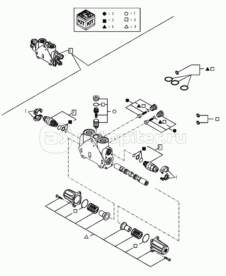 35.726.2402 BACKHOE CONTROL VALVE, 8 SPOOL, AUXILIARY SECTION (VAR.742341)
