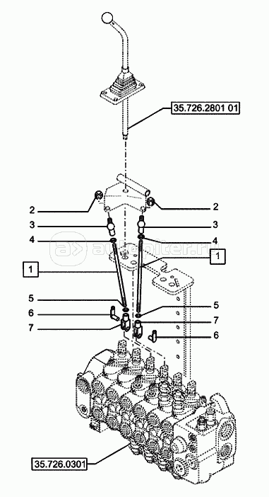 35.726.2801(02) BACKHOE CONTROLS 2 CONTROL VALVES LEVER NH (VAR.742368)