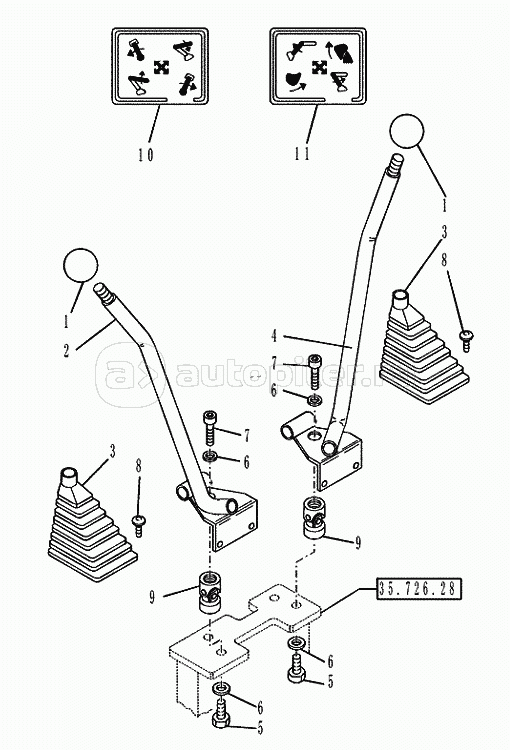 35.726.2802(01) BACKHOE CONTROLS 2 CONTROL LEVERS JCB (VAR.742371)
