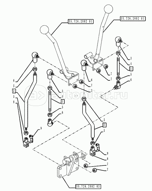 35.726.2802(02) BACKHOE CONTROLS UPPER TIE RODS JCB (VAR.742371)