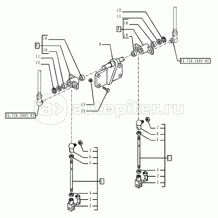 35.726.2802(03) BACKHOE CONTROLS LOWER TIE RODS JCBEU (VAR.742371)