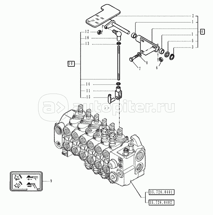 35.728.0101 HED HYDRAULIC SYSTEM TELESCOPIC ARM CONTROL VALVE CONTROL PEDAL (VAR.728727742702)