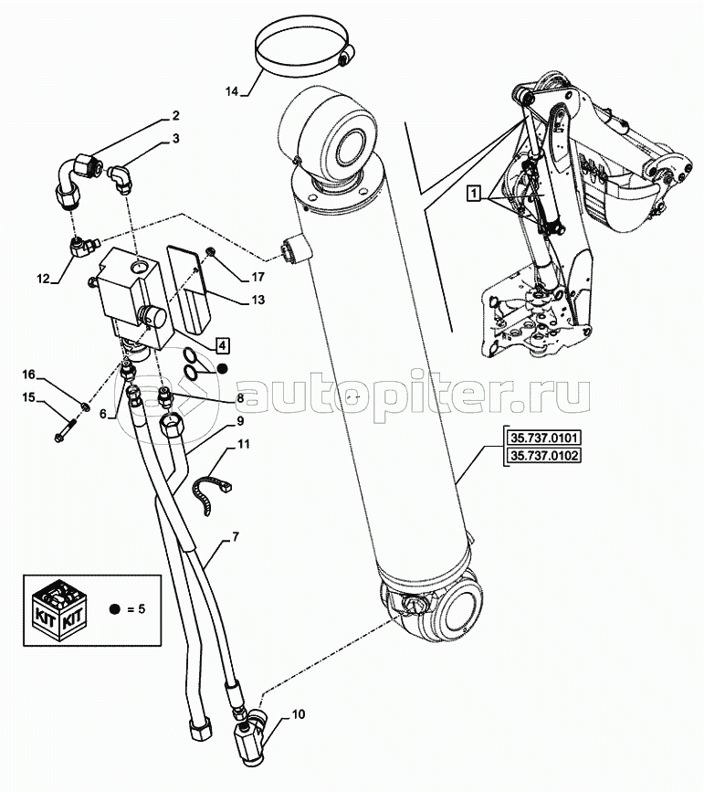35.730.0401(02) LOCK OUT VALVE LOCKING VALVE ON DIPPER CYLINDER (VAR.742020742392)