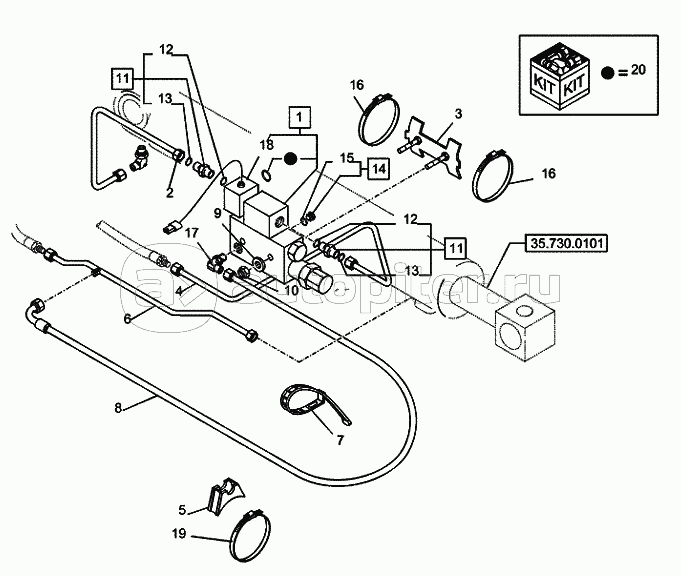 35.730.0502(01) LOCK OUT VALVE LOCKING VALVE ON LOADER LIFT CYLINDERS (VAR.742010) C7348