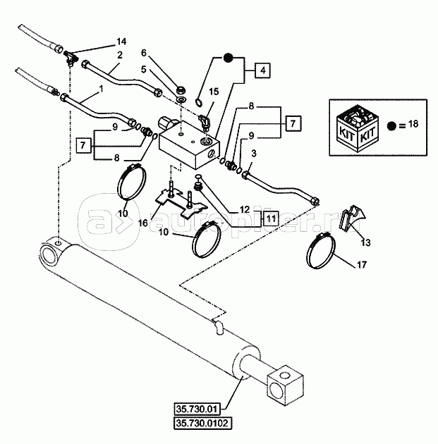 35.730.0502(02) LOCK OUT VALVE LOCKING VALVE ON LOADER TILT CYLINDERS (VAR.742010) C7348