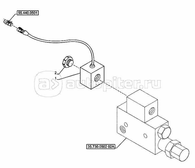 35.730.0502(03A) BUCKET, CONTROL VALVE, SOLENOID, LOCK VALVE (VAR.742010) D7348