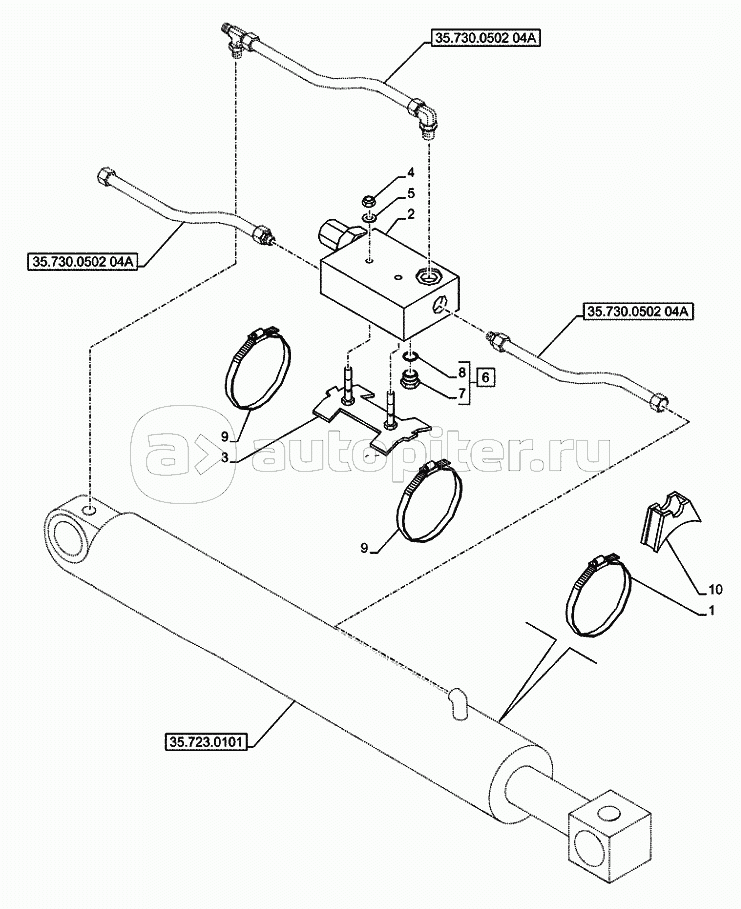 35.730.0502(05A) LOCK VALVE, FRONT, BUCKET (VAR.742010) D7348