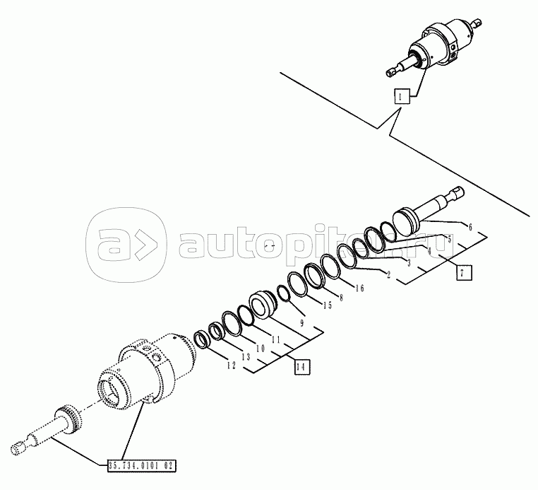 35.734.0101(01) BACKHOE HED DIPPER + HYD. QUICK COUPLER QUICK COUPLER CYLINDER (VAR.742044742047)