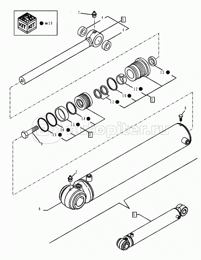 35.736.0102 BACKHOE HED/STD DIPPERSTICK (4.57M) BOOM CYLINDER (VAR.742045742046742047)
