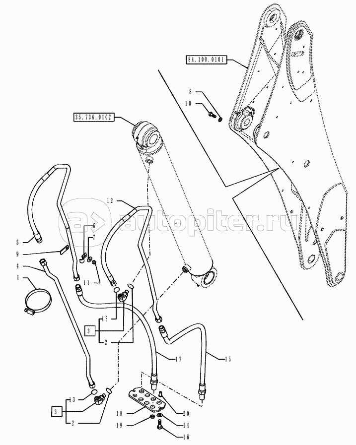 35.736.0202 BACKHOE HED/STD DIPPERSTICK (4.57M) BOOM CYLINDER PIPES (VAR.742045742046742047)