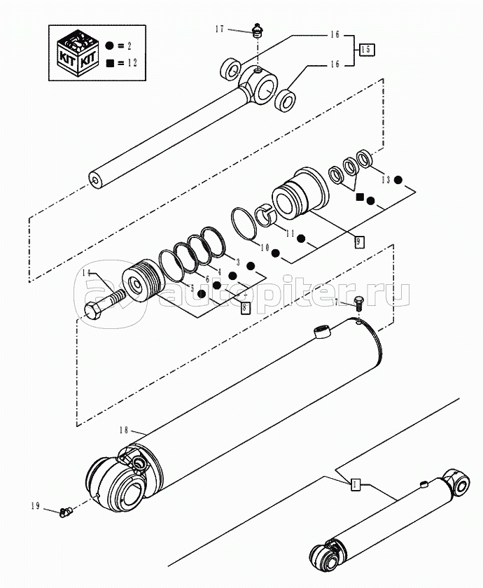35.737.0102 BACKHOE HED/STD DIPPERSTICK (4.57M) DIPPER CYLINDER (VAR.742045742046742047)
