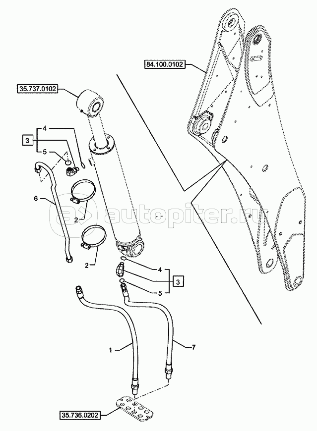 35.737.0202 BACKHOE HED/STD DIPPERSTICK (4.57M) DIPPER CYLINDER PIPES (VAR.742045742046742047)