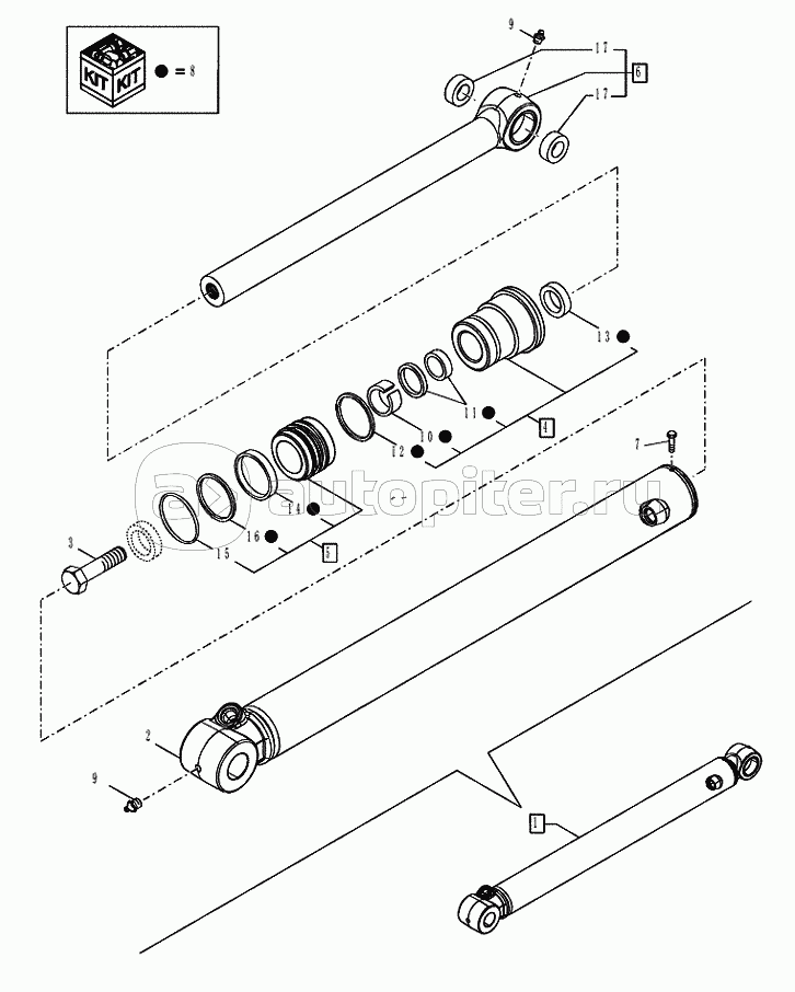 35.738.0102 BACKHOE HED/STD DIPPERSTICK (4.57M) BUCKET CYLINDER (VAR.742045742046742047)
