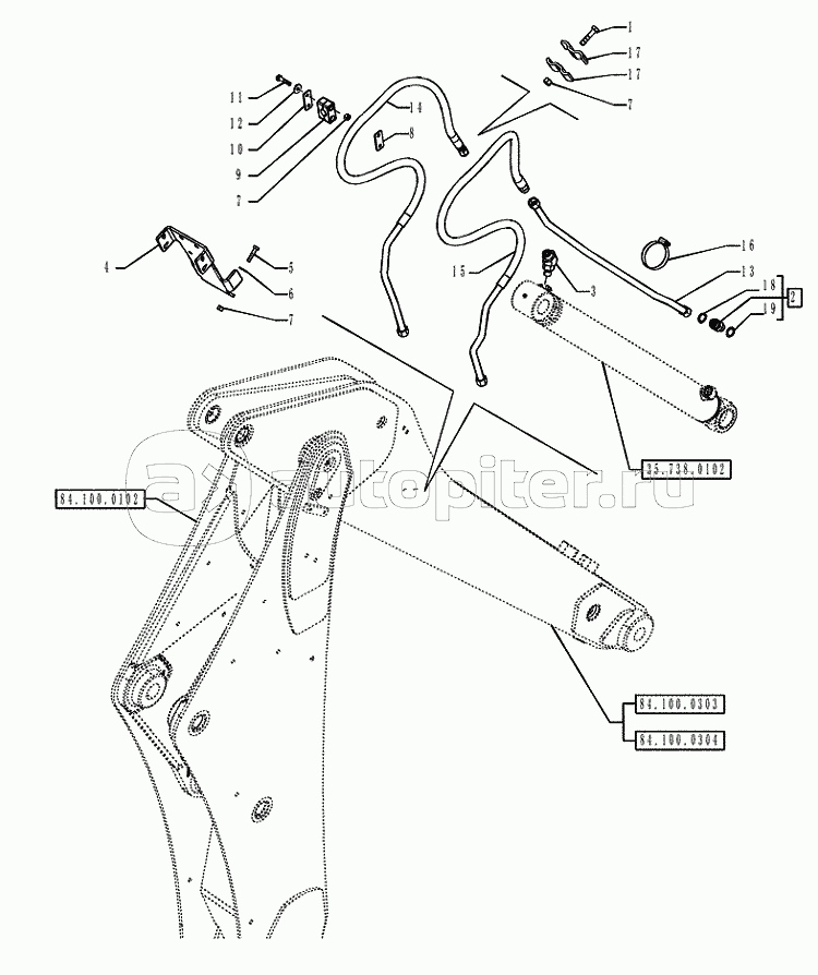 35.738.0204(01) BACKHOE HED DIPPERSTICK (4.57M) BUCKET CYLINDER PIPES (VAR.742047742046)
