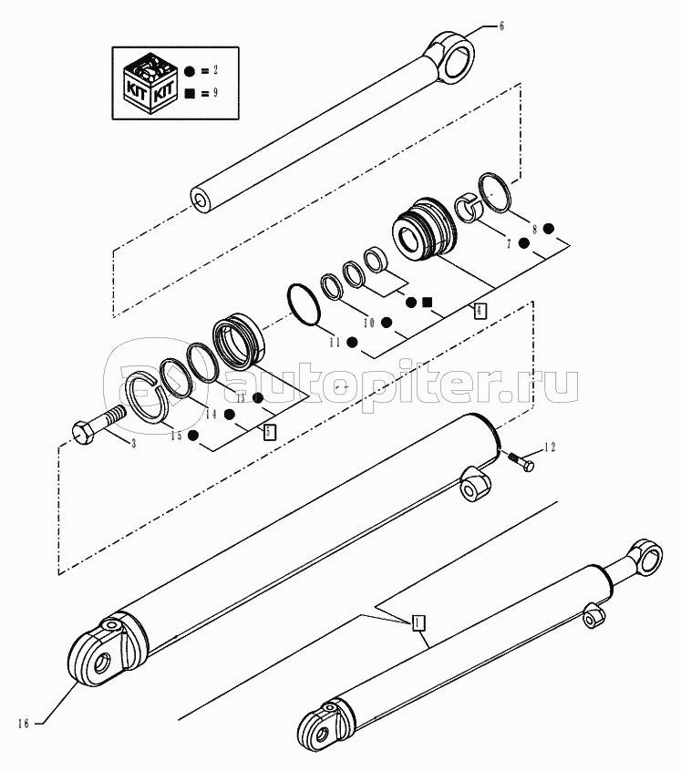 35.740.0102 BACKHOE HED DIPPERSTICK (4.57M) TELESCOPIC ARM CYLINDER (VAR.742046742047)