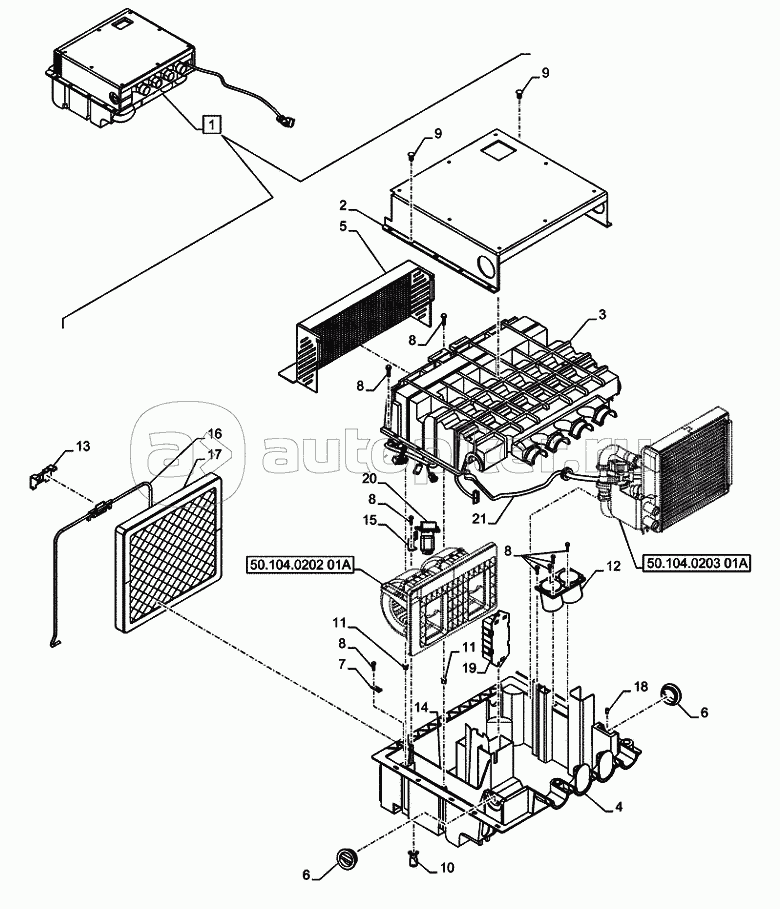 50.104.0201(01A) CAB, HEATER, COMPONENTS (VAR.742013) D7428