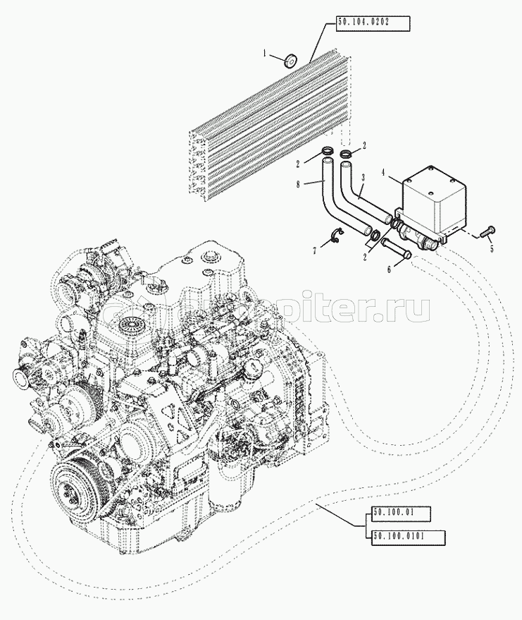 50.104.0203(01) CAB HEATING CAB HEATER VALVE AND LINES CAB (VAR.742013) C7428