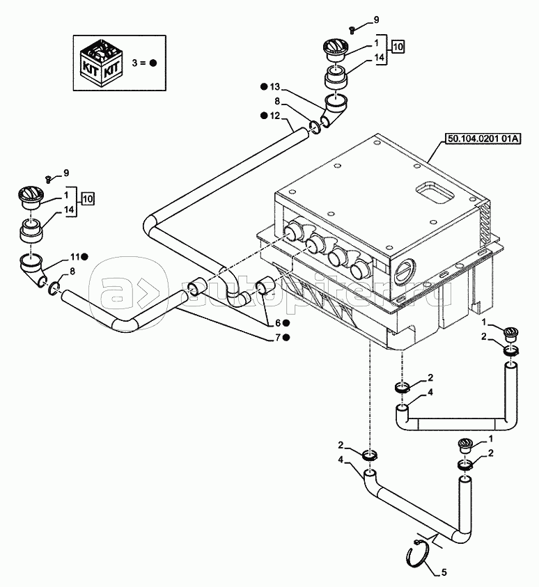 50.104.0205(01A) CAB HEATER, AIR OUTLETS SYSTEM (VAR.742013) D7428