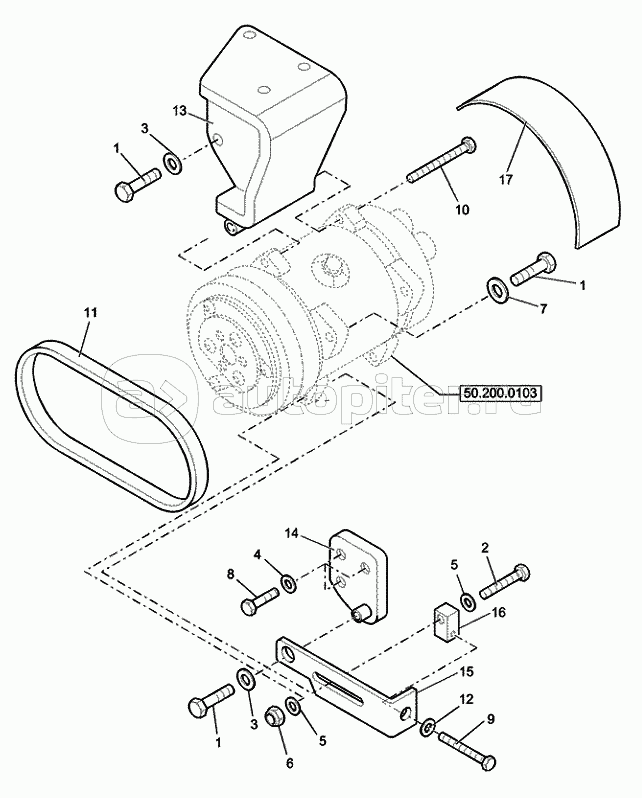 50.200.0202 CAB AIR CONDITIONING (HOT/COLD) COMPRESSOR SUPPORT (VAR.742014)