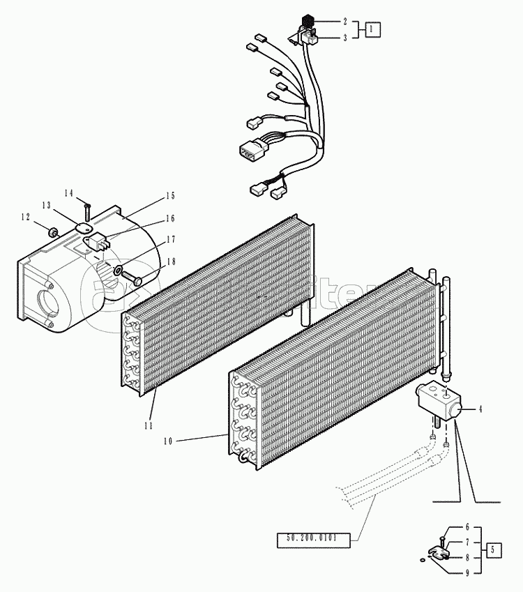 50.206.0102(01) CAB AIR CONDITIONING (HOT/COLD) A/C EVAPORATOR AND FAN (VAR.742014) C7428