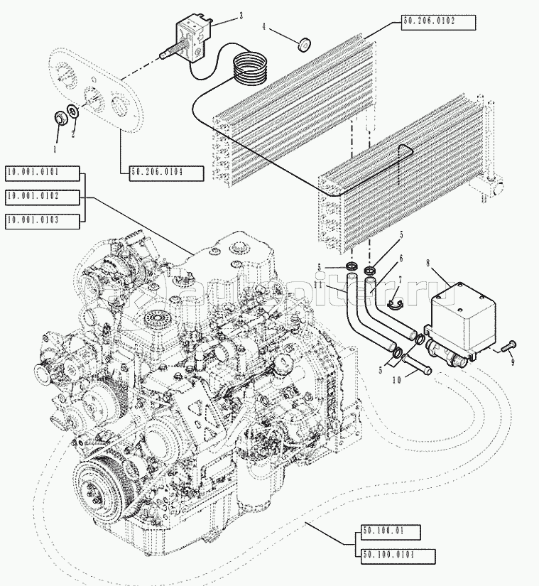 50.206.0103(01) CAB AIR CONDITIONING (HOT/COLD) WATER DELIVERY PIPES/SYSTEM (VAR.742014) C7428