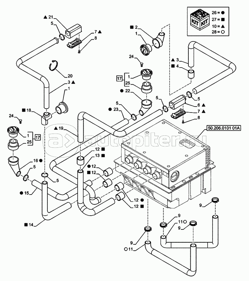 50.206.0105(01A) CAB AIR CONDITIONING, AIR DUCT SYSTEM (VAR.742014) D7428