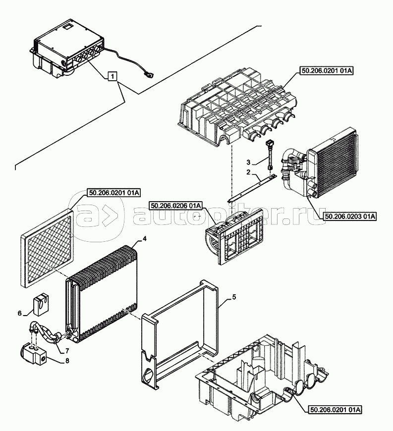 50.206.0206 CAB AIR CONDITIONING, COMPONENTS (VAR.742014) D7428