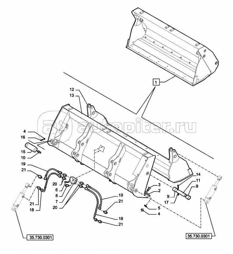 82.100.0510(01) 4X1 BUCKET WITH BLADE LOADING BUCKET 4X1 (1.15M3) WITH BLADE "COMMON GREY" (VAR.742475) C7338