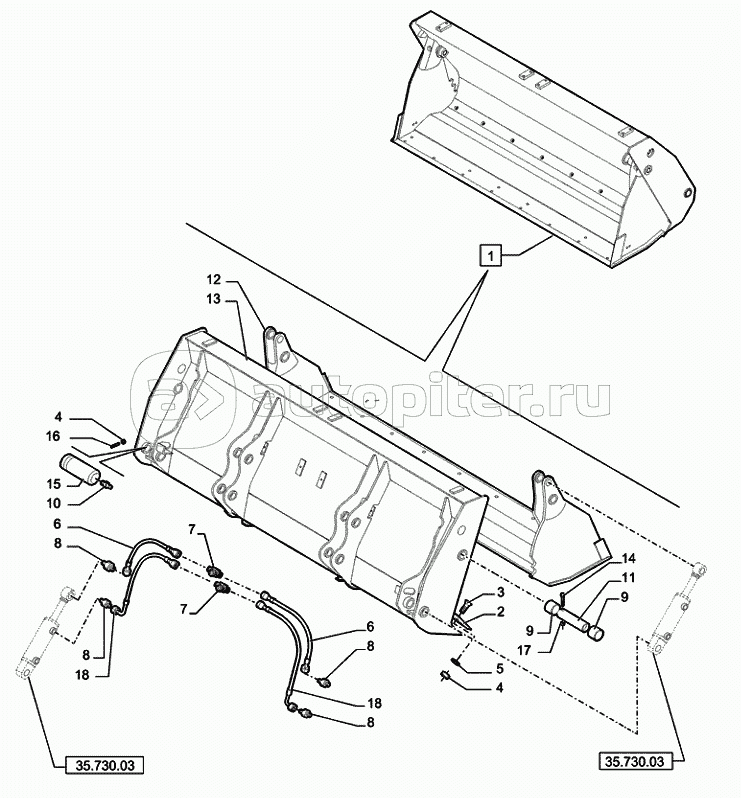 82.100.0512(01A) 4X1 BUCKET WITH TEETH 1.15M3 LOADING BUCKET 4X1 (1.15M3) WITH TEETH (VAR.742476) D7338
