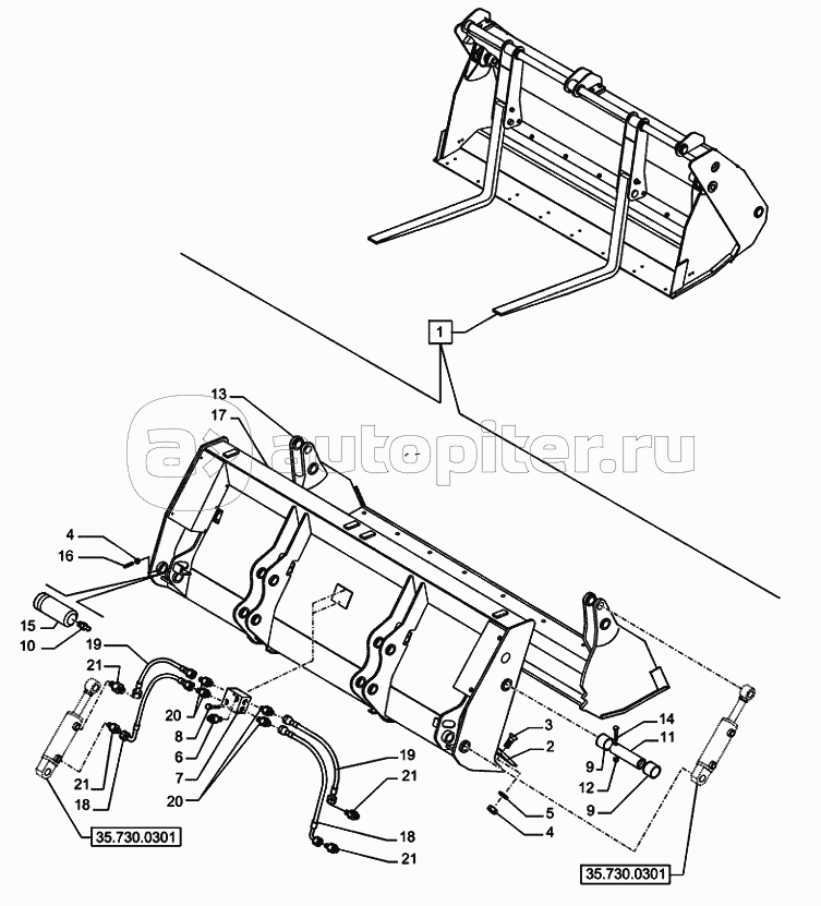 82.100.0602(01) 6X1 BUCKET WITH BLADE LOADING BUCKET 6X1 (1.15M3) WITH BLADE (VAR.742469) C7338