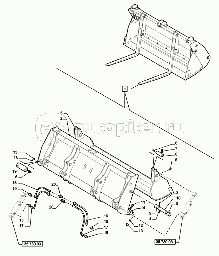 82.100.0604(01A) 6X1 BUCKET WITH TEETH LOADING BUCKET 6X1 (1.15M3) WITH TEETH (VAR.742470) D7338